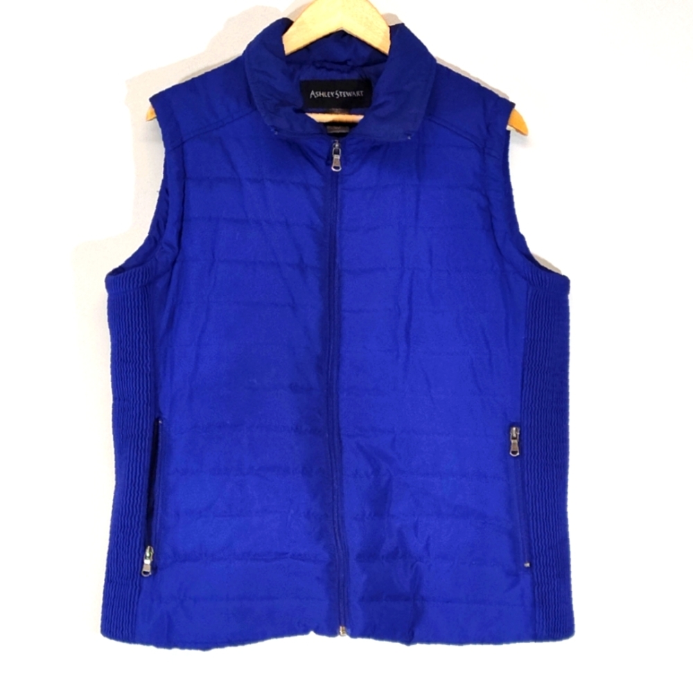 Ashley Stewart Blue Quilted Vest